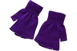 X&F Boys' and Girls' Solid Knitted Half Finger Mittens Typing Gloves, Small