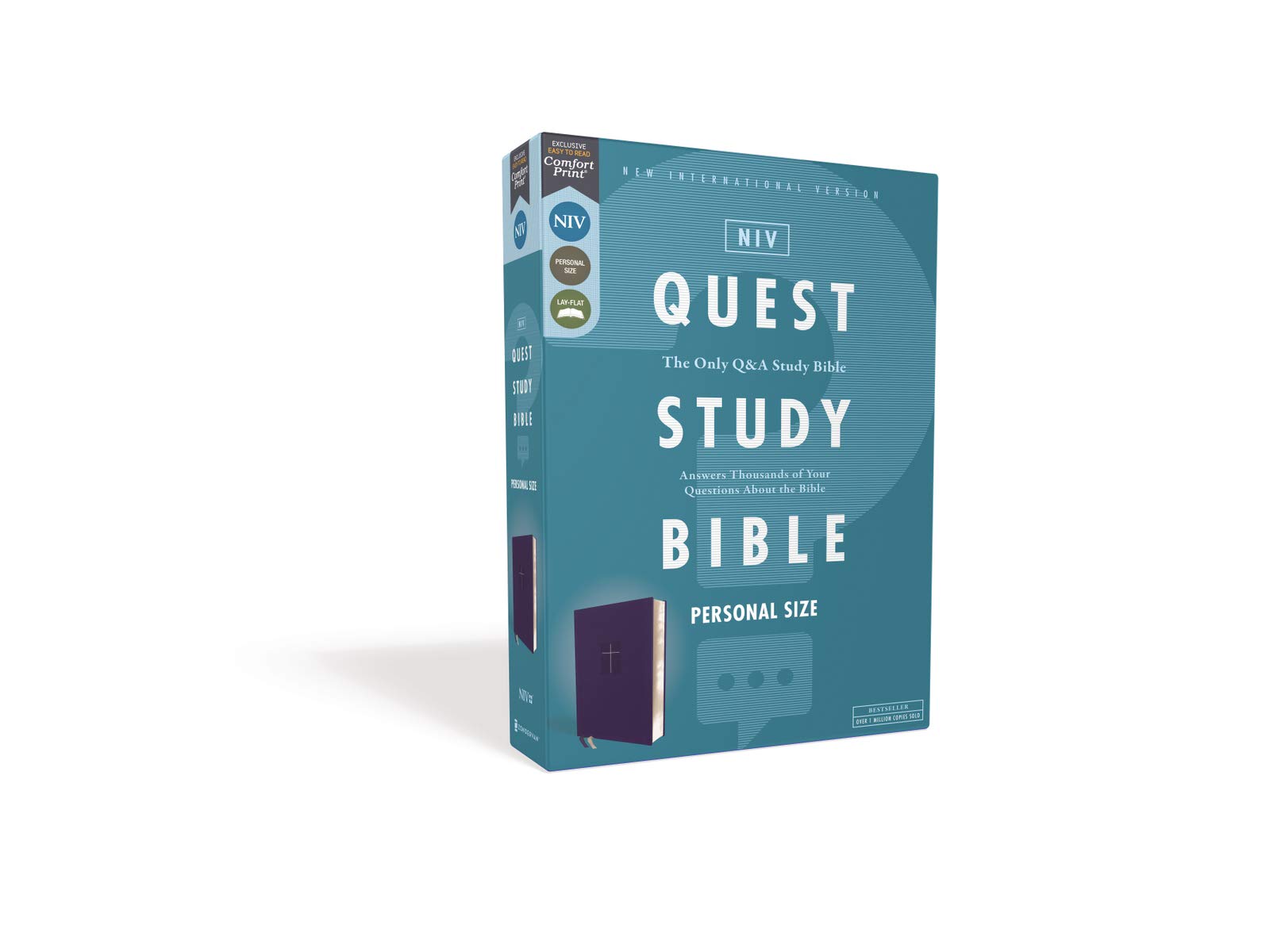 NIV, Quest Study Bible, Personal Size, Leathersoft, Blue, Comfort Print: The Only Q and A Study Bible