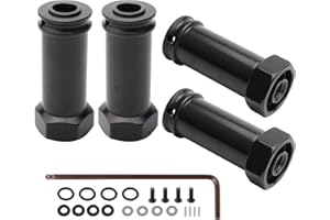 Rchobbytop Pack of 4 Aluminum 12mm Wheel Hub Hex Adapters 30mm Extension Offset Upgrade Parts for Traxxas Slash 4x4 HQ 727 1/10 RC Short Course Truck, Black