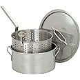 Bayou Classic 1101 10-qt Stainless Steel Fry Pot Perfect For Frying Fish Shrimp Chicken Hushpuppies and Fries Includes Stainless Steel Perforated Basket 5-in Frying Thermometer and Stainless Lid
