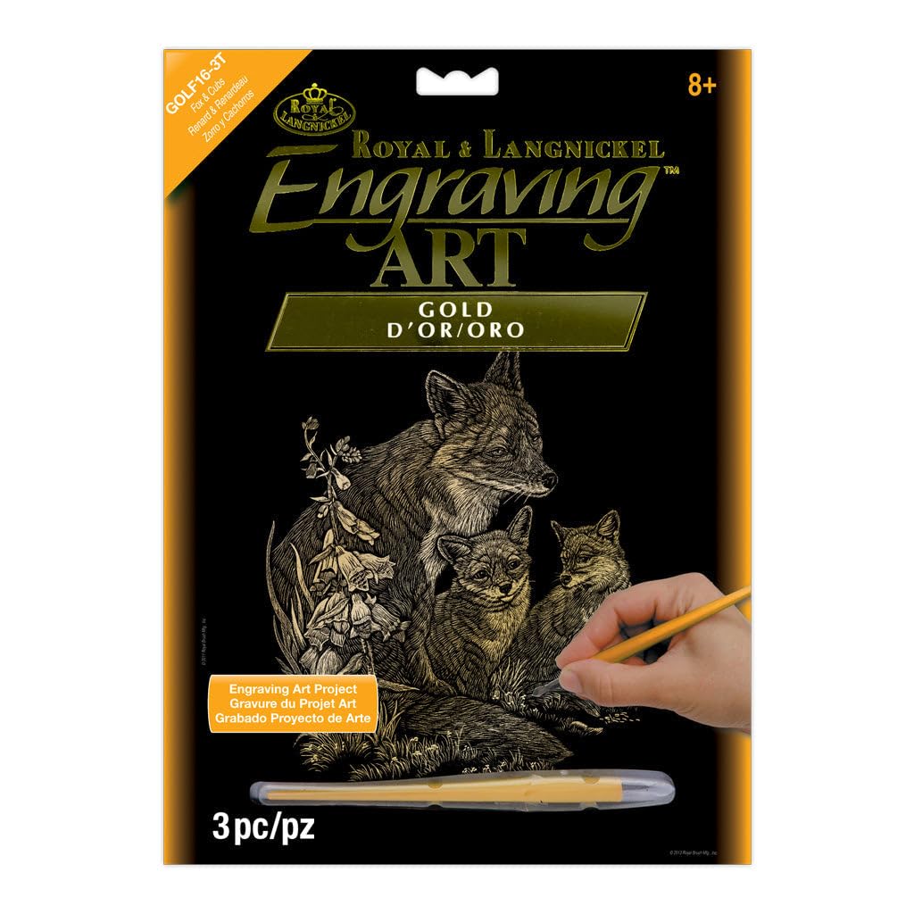 Royal & Langnickel Gold Engraving Art A4 Size Fox and Cubs Designed Painting Set,0.58 x 21.11 cms