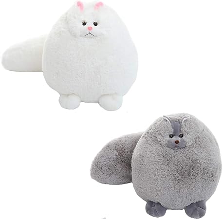 Amazon ヴェノダ ねこ ぬいぐるみ 50cm 2匹組 グレー ホワイト かわいい ふわふわ ニャンコ 抱き枕 お誕生日 記念日 贈り物 ぬいぐるみ おもちゃ