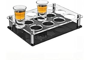 GeryVtee Acrylic Shot Tray 12 Shot Holder Tray Clear Wine Glass Organizer Wine Display Holder Cups Display Accessories for Party, Bar, Club,Hole: 1.5 Inch