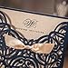 Wishmade Navy Blue Square Laser Cut Wedding Invitations Cards with Bowknot Lace Sleeve Cards Printable Kraft Paper for Engagement Birthday (pack of 50pcs)