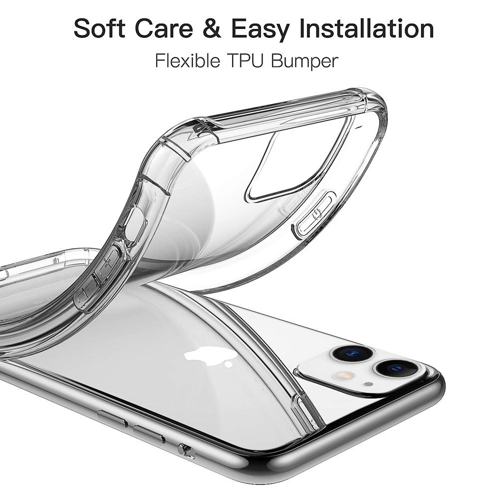 Tukcherry Custodia iPhone 11, Trasparente TPU Morbido Silicone iPhone 11 Bumper Cover [Anti-Graffio] [Antiurto] Custodia Trasparente Protettiva Case per iPhone 11-6.1 Pollici