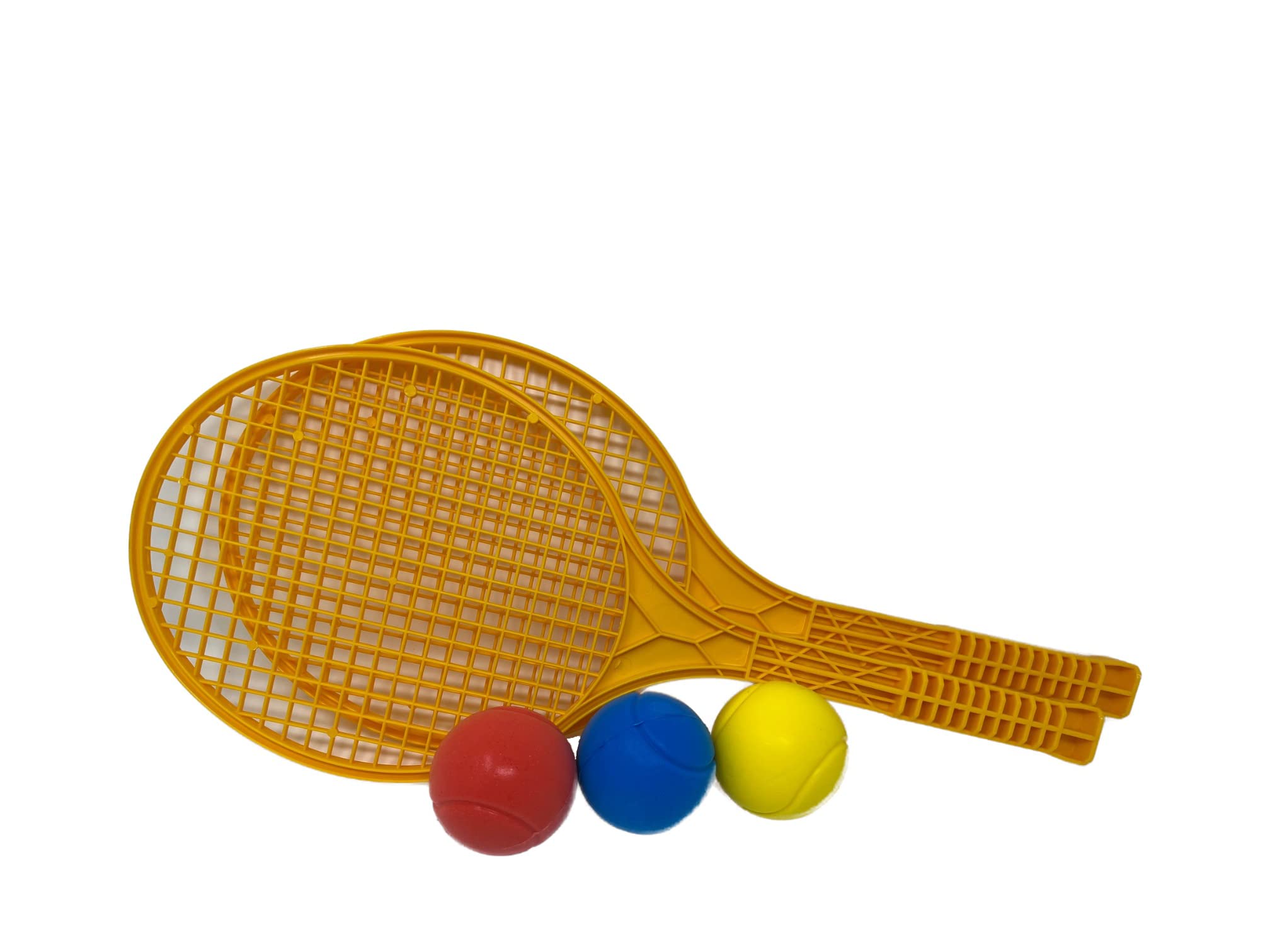 E-Deals Jumbo Yellow Soft Tennis Set with two rackets and three soft foam tennis balls
