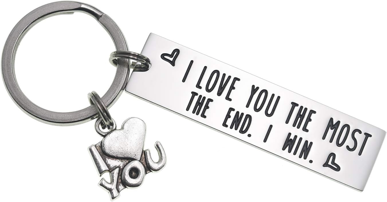 LParkin I Love You The Most The End I Win Love You More Mostest Keyring Couples Friendship Key Chain Cute Boyfriend Girlfriend Birthday Gifts for Him Her