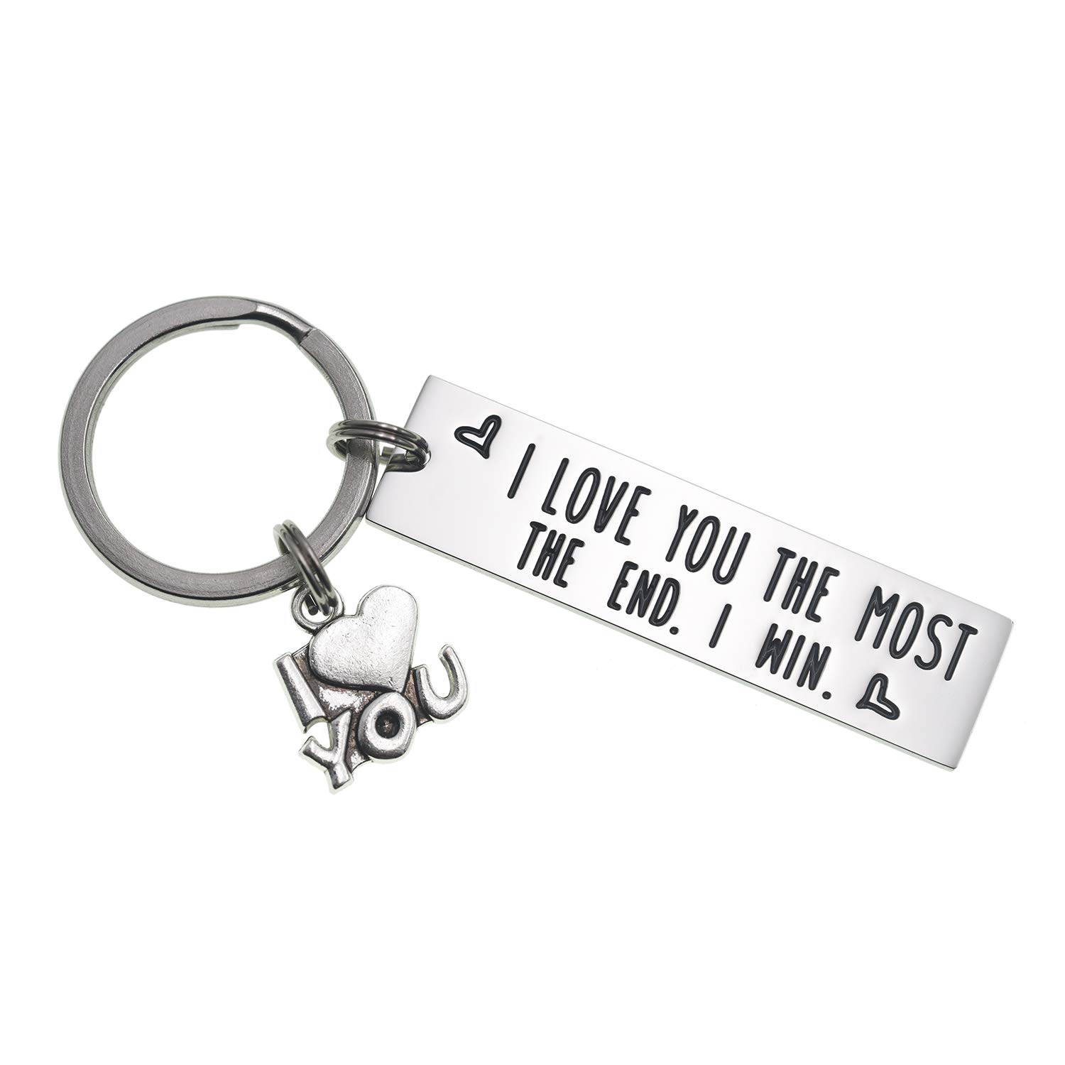 LParkin I Love You The Most The End I Win Love You More Mostest Keyring Couples Friendship Key Chain Cute Boyfriend Girlfriend Birthday Gifts for Him Her