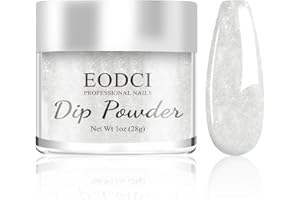 EODCI Glitter White Dip Powder, 1OZ Pro Nail Dip Powder for French Manicure Nail Starter & Professional Home DIY Salon Use Party Festival Gift Keep Long-lasting Dip Nails