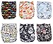 Pocket Cloth Diapers All in One Design Adjustable Size 6 Pack and 6 Built-in Inserts and 1 Wet Bag