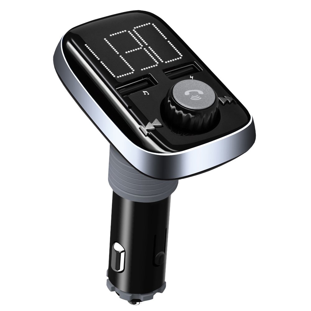 Bluetooth FM Transmitter, BliGli Dual USB Car Charger MP3 Player Handsfree Car Kit Wireless Radio Audio Adapter for iPhoneX / 8 / 7 / 6s / Plus, iPad Pro, Galaxy , Note 5 / 4, LG, Nexus, HTC and More (Black 2)