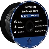FRUDRIK Low Voltage Landscape Lighting Wire - Outdoor Direct Burial Underground Low-Energy Circuit Cable (14/2 Black, 100ft)