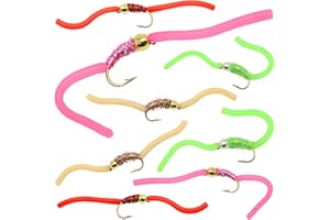 THE FLY CRATE ADVENTURE BY THE FLY The Fly Crate Improved San Juan Squirmy Wormy Trout Worm Fly Assortment (12 Pack Tungsten Bead)