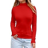 Dwnval Womens Long Sleeve T Shirts - Casual Mock Turtle Neck Stretchy Slim Fitted Knit Going Out Tops