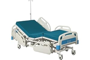 Real Relax 5 Function Full Electric Hospital Bed, Premium Hospital Bed, 4" Foam Mattress, Individual Locking, 5" Casters, IV Pole, for Home Use, Hospital ICU Bed, 400LBS Load Bearing