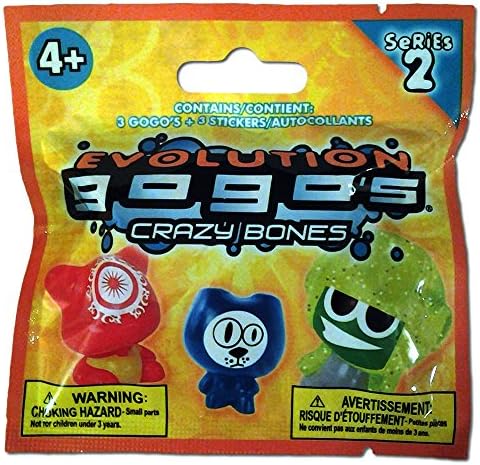 Crazy Bones Foil Pack - Yellow Gogo's Power Figures Cards Included - Series 2 - 2 Assorted Packs of 3 - Children Kids Game