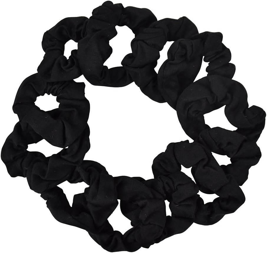 12 Pack Small Scrunchies Cotton Hair Scrunchy (Black)