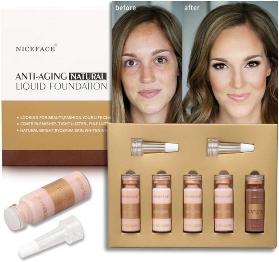 Sliveal 5 Pcs BB Cream Whitening Serum Foundation, Glow Brightening Serum BB Cream Foundation Beauty Cosmetic Makeup, Even Skin Tone Makeup Base Primer realistic