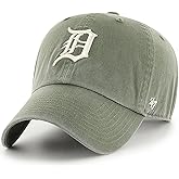 47 Brand MLB Moss Green Primary Logo Clean Up Adjustable Strap Baseball Cap Hat, Adult One Size Fits All