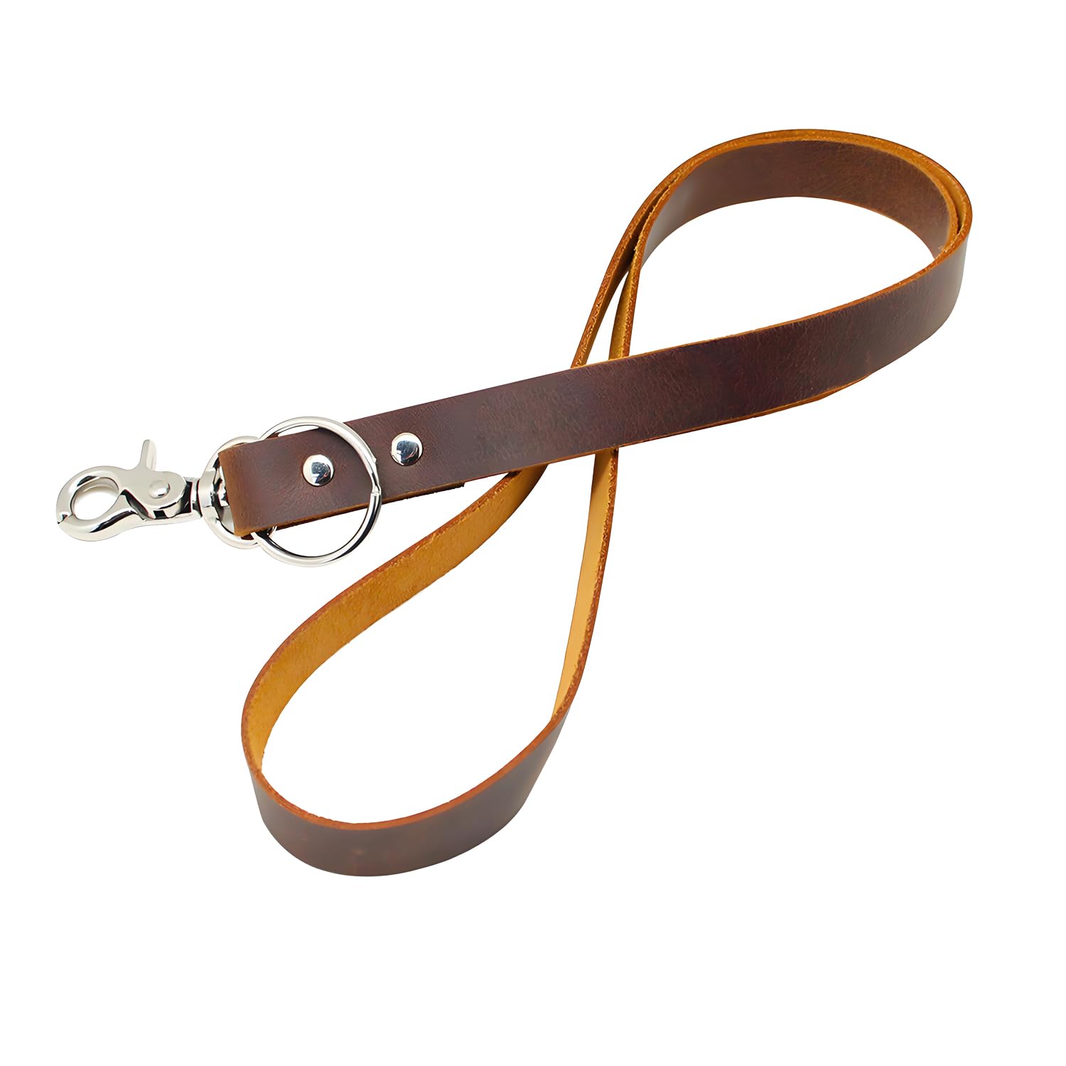 Payutou Leather Keychain Lanyard For Women Neck, Genuine Leather Handmade Lanyard with Keychain for Cellphone, Keys, ID Badge Holder, Camera,1Pcs, Brown, S
