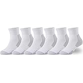 EPEIUS Kids Boys/Girls' Cushioned Socks Thick Cotton Quarter Athletic Socks Sports Running Ankle Socks 6 Pack 4-14 Years