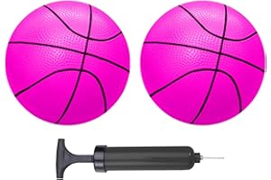 ABAJI Mini Basketballs Pink 2 Pack 5" Set with Pump Needle Durable Material for Mini Hoop 3+ Years Toddlers Kids Teenagers for Pool Indoors Outdoors