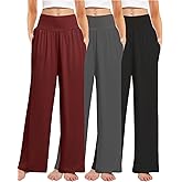 Kivdol 3PACK Women's Casual Loose Wide Leg Cozy Pants Yoga High Waisted Sweatpants Comfy Lounge Pants with Pants with Pockets