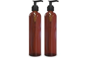 BRIGHTFROM Lotion Pump Bottles, Empty 8 OZ, BPA-Free Refillable Plastic Containers, Amber with Black Dispenser for - Soap, Shampoo, Lotions, Liquid Body Soap, Creams and Massage Oil (2 Pack)