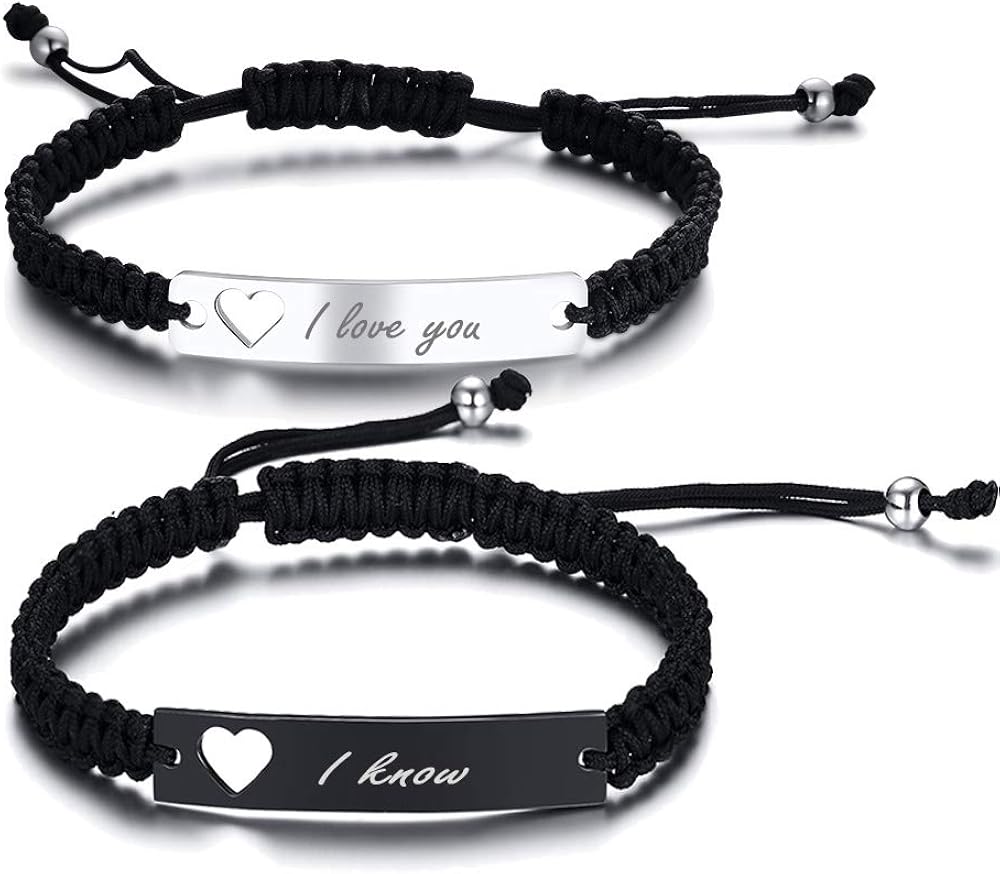 PJ JEWELLERY I Love You I Know His Hers Couples Bracelets Matching Bracelets Set Anniversary Promise Gifts Valentine Day Gift for him and her