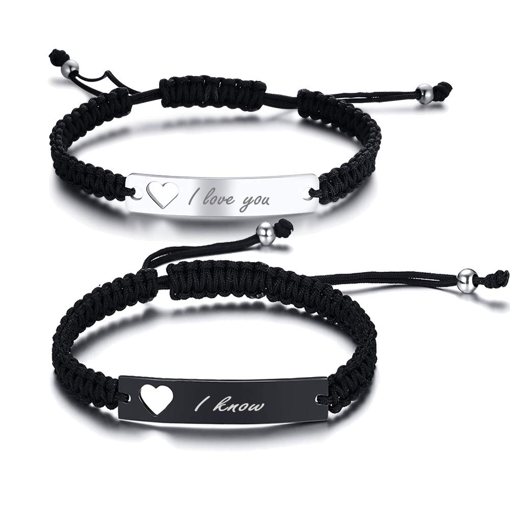 PJ JEWELLERY I Love You I Know His Hers Couples Bracelets Matching Bracelets Set Anniversary Promise Gifts Valentine Day Gift for him and her