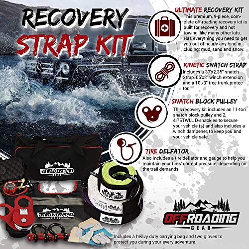 Offroading Gear 4x4 Off-Road Vehicle Equipment Recovery Kit with Snatch Strap| Winch Extension| Tree Trunk Protector| Shackles| Towing & Snatch Strap | and More| Great for Truck| ATV - Image 7