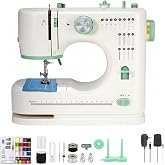 Samll Sewing Machine for Beginners 16 Stitch Applications, Green | 42pcs Accessory Kit DIY Crafting，Twin Needles, Household Electric with Foot Pedal,