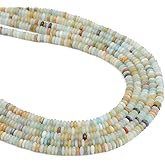 BEADIA Natural Amazonite Spacer Beads Caps Rondelle Disk Loose Beads for Beading Jewelry Making 4mmx2mm 38cm