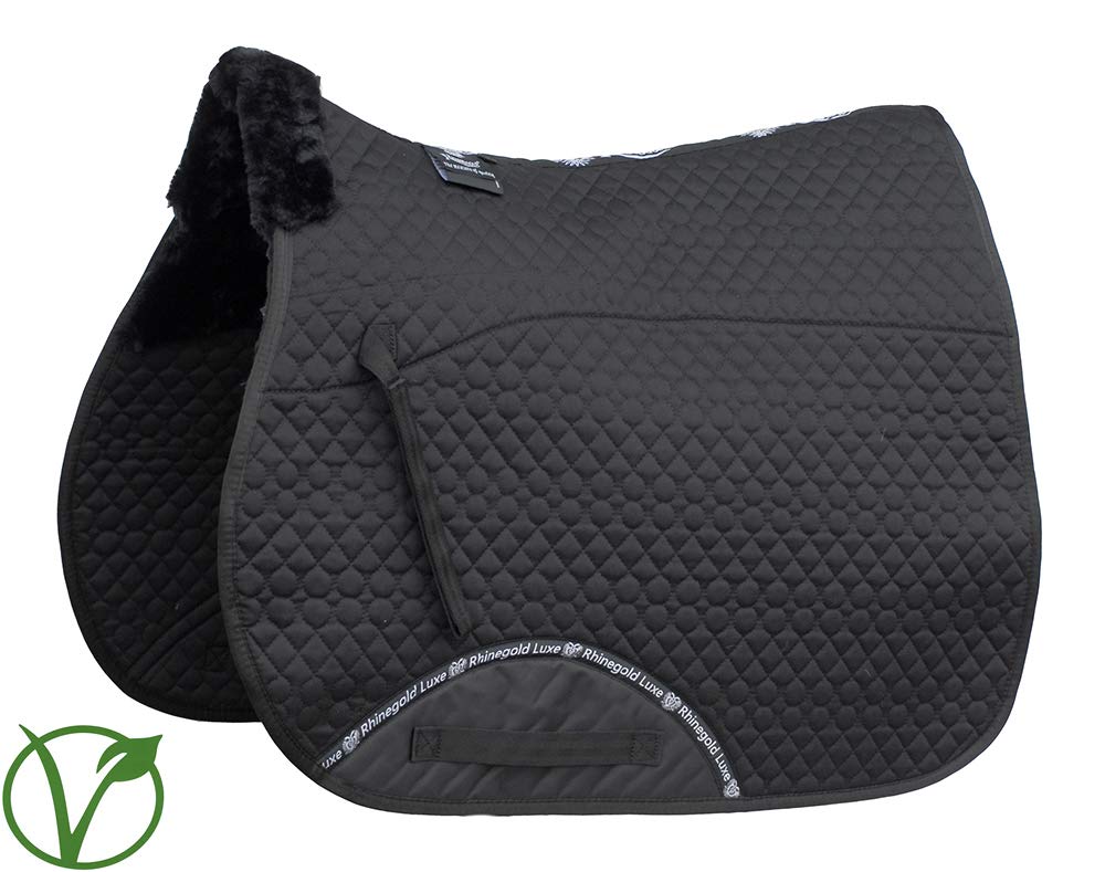 Rhinegold Unisex's 456-F-BLK/BLK Luxe Fur Lined Saddle Cloth, Black/Black, Full