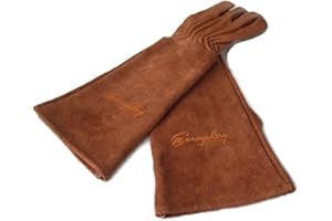 Exemplary Gardens Rose Pruning Gloves for Men and Women - Thorn Proof Goatskin Leather Gardening Gloves with Gauntlet