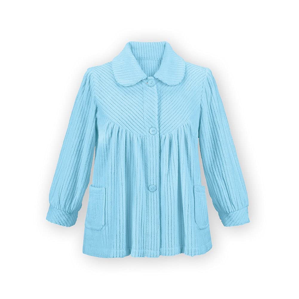 Collections EtcEtc Soft Fleece Button Down Bed Jacket with Pockets - Comfy Flattering Fit Over Pajamas or Nightgown