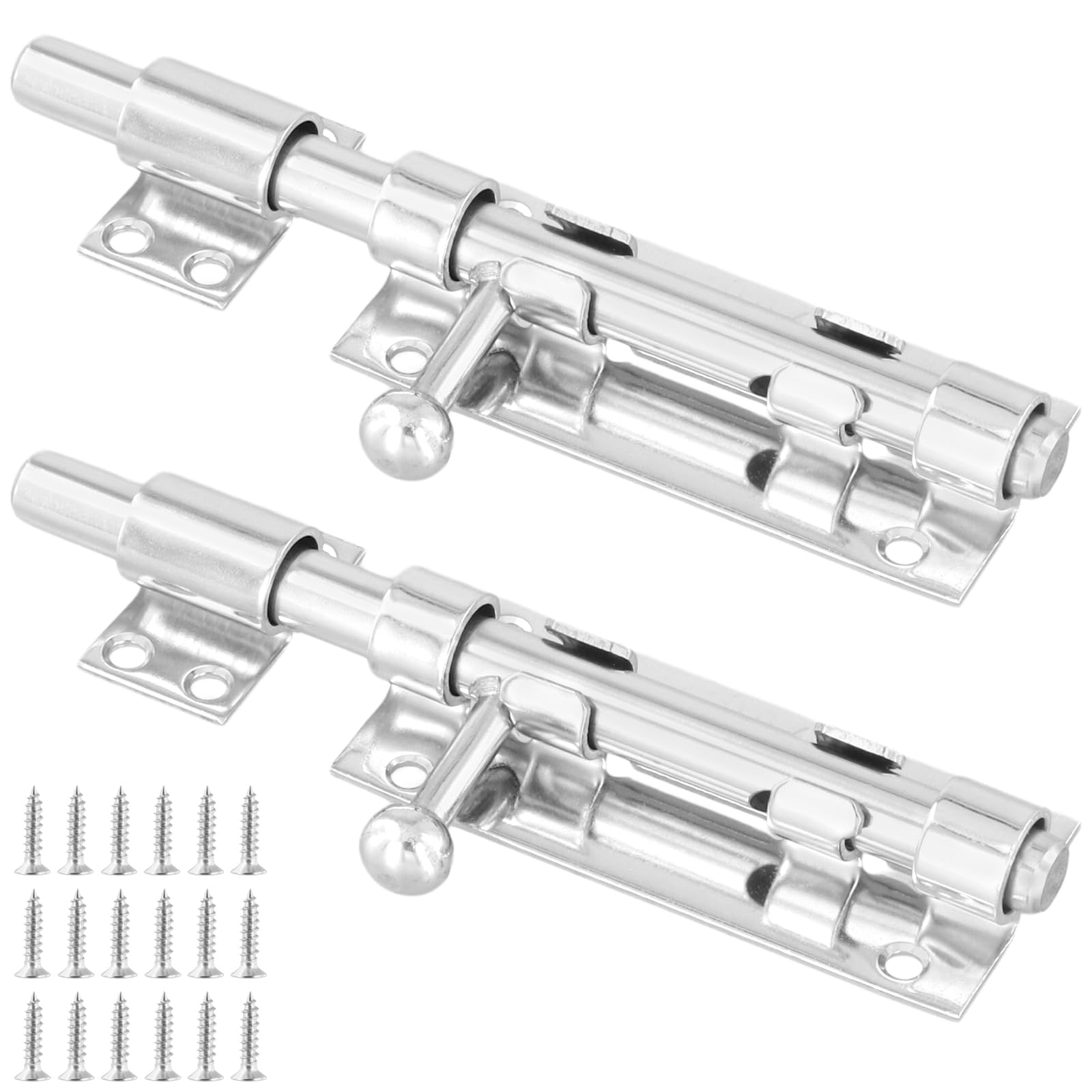 KOHAND 2 PCS 6 Inch Slide Gate Latch Bolt, 160 x 40mm Stainless Steel Door Bolts, Safety Door Lock with Padlock Hole for Bathroom Bedroom Door