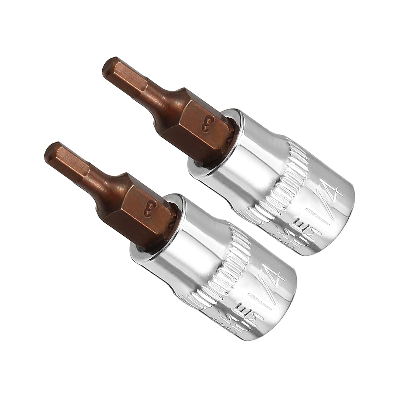 CoCud Hex Bit Socket, Metric 3mm Bit 1/4" Drive 1.5" Long, S2 Alloy Steel Heat Treated CR-V Socket - (Applications: for Fastener Application), 2-Pieces