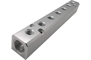 STILL AWAKE 7 Way Pneumatic Manifold Air Distribution Block, G1/2 Supply Port, G1/4-Inch Output Port, Aluminum Alloy