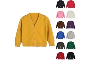 Unisex Kid's Cardigan Boys Solid Color Loose Cardigan Sweaters Girls Long Sleeve V-Neck Button Closed Knit Coat
