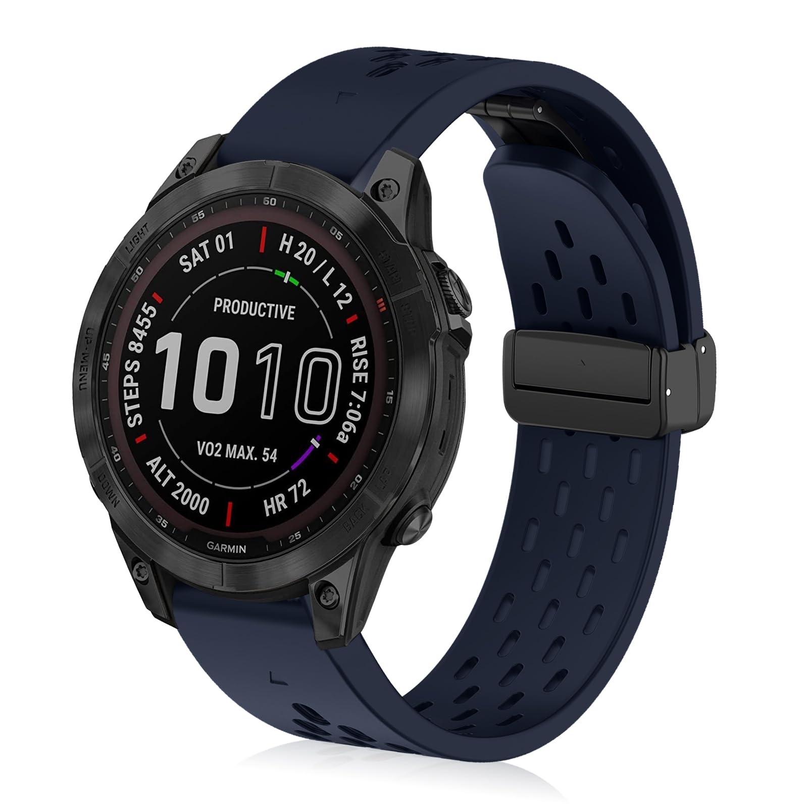 ToVioc Silicone Wristband Compatible with 47mm of Garmin Fenix E/Fenix 8 Pro/Tactix 8/Quatix 8/D2 Mach 2, Quickfit 22mm Soft Breathable Bracelet for Garmin Quatix 7 Pro/6, Descent G2 - Midnight Blue