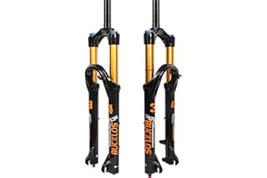 BUCKLOS 26/27.5/29 inch Travel 140mm MTB Air Suspension Fork, Rebound Adjustment 34mm Stanchions 1-1/8" Threadless Straight/Tapered 9*100mm QR Manual/Remote Lockout XC AM Mountain Bicycle Front Forks