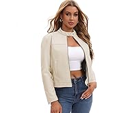 CHIGUO Women's Faux Leather Motorcycle Jacket Casual Zip-Up Biker Trendy Coat with Pockets