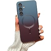 Doowear Compatible with Galaxy A25 5G Case Magnetic [Support Magsafe Charger] Wireless Camera Lens Protector Gradient Shockproof Silicone Rubber Phone Cover Case for Samsung Galaxy A25 5G-Blue