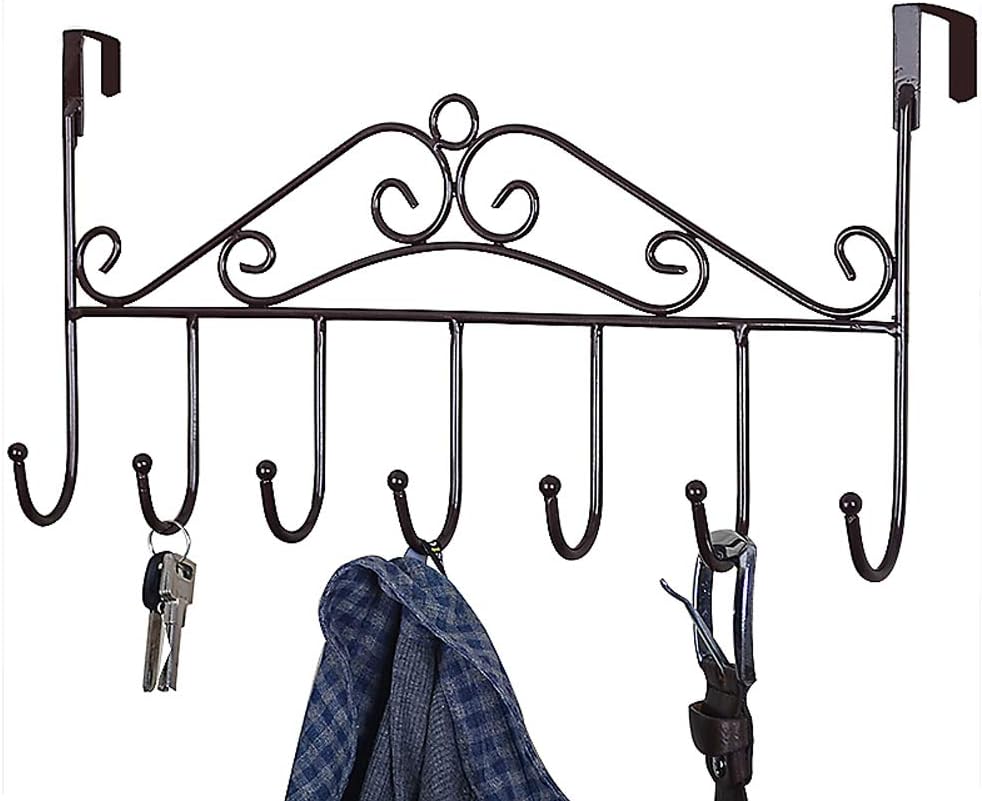HapiLeap Over Door Hooks 5 Hooks Coat Clothes Storage Rack Wall Hanger