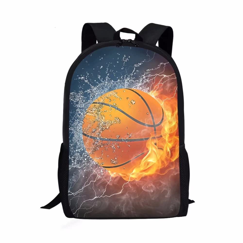 chaqlin 3D Basketball School Bookbags for Kids,17 Inch Large Capacity Daypack Casual Sport Travel Rucksack,Boys Girls Schoolbags Sport Soccer Backpack Laptop Bagpack