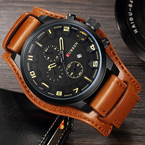 Curren - Reloj de pulsera analógico digital de cuarzo para hombre con pulsera de cuero - Imagen 5