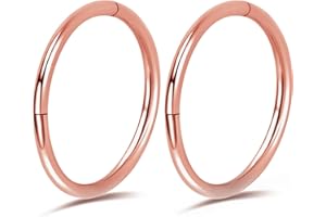 PIERCINGBOY 2Pcs Titanium Nose Rings Hoops 20G 18G 16G Hinged Nose Clicker Hoop for Nostril Septum Cartilage Helix Tragus Conch Daith Rook Lip Ear Lobe Piercings 5mm/6mm/7mm/8mm/9mm/10mm/12mm Silver-Gold-Rose Gold-Black