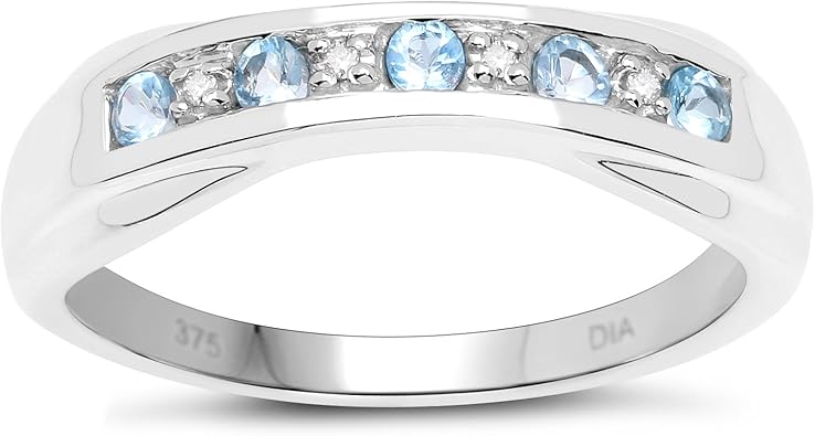 The Diamond Blue Topaz Collection 9ct White Gold Blue Topaz Diamond 6mm Channel Set Eternity Ring Ring Size H I J K L M N O P Q R S T U V W Amazon Co Uk Jewellery