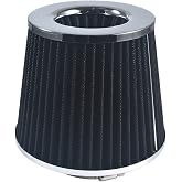 Pinkhatcat Black 3" 76mm Performance High Flow Cold Air Intake Cone Replacement Dry Air Filter